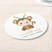 Wasserfarben Affen Tropische Blätter Kinderdusche Runder Pappuntersetzer (Angewinkelt)