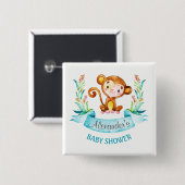Wasserfarben-Affenjunge Babydusche Button (Vorne & Hinten)