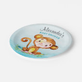 Wasserfarben-Affenjunge Babydusche Pappteller (Schrägansicht)