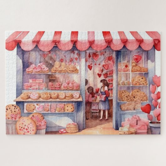 Wasserfarben Altstadt Cookie Shop Puzzle (Horizontal)