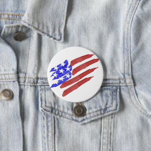 Wasserfarben-Amerikanische Flagge Unabhängigkeitst Button