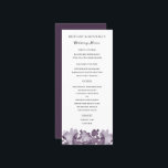 Wasserfarben-Amethyst-Hochzeitmenü Menükarte<br><div class="desc">Anpassen,  um Text zu verschieben,  Schriftart und Hintergrundfarbe zu ändern,  mehr Text hinzuzufügen und Backer nach Wunsch zu bearbeiten.</div>