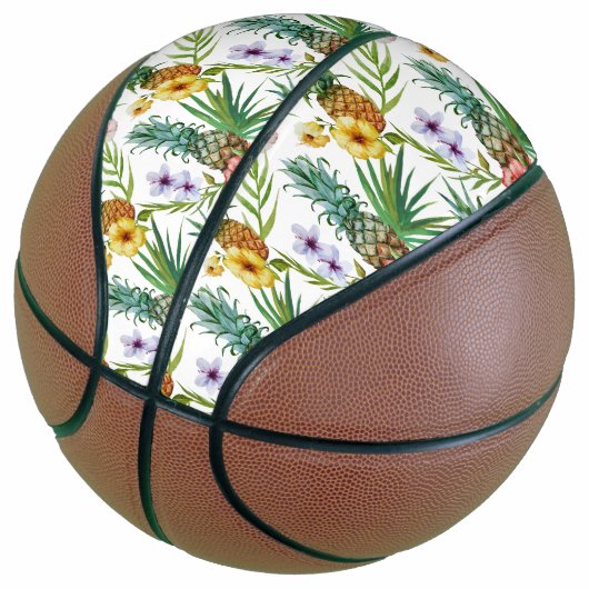 Wasserfarben-Ananas-Muster zum tropischen Hawaii-T Basketball (angewinkelt)
