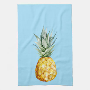 Wasserfarben Ananas Sommer Tropical Blue Geschirrtuch