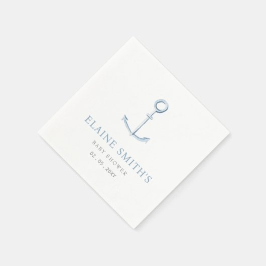 Wasserfarben Anchor Nautical Blue Beach Baby Dusch Serviette (Ecke)