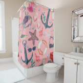 Wasserfarben-Anchor-Sternfisch-Muster Duschvorhang (Beispiel)