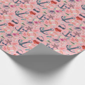 Wasserfarben-Anchor-Sternfisch-Muster Geschenkpapier (Ecke)
