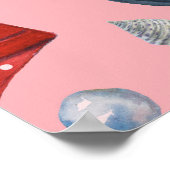 Wasserfarben-Anchor-Sternfisch-Muster Poster (Ecke)