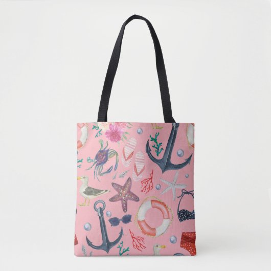Wasserfarben-Anchor-Sternfisch-Muster Tasche (Vorderseite)