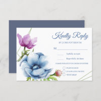 Wasserfarben-Anemone-Blume Hochzeitungs-RSVP-Karte