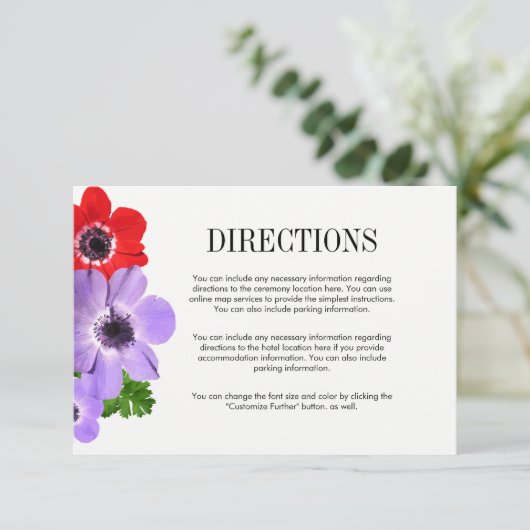 Wasserfarben Anemone Blumenzwiebelwanderkarte Einladung (Stehend Vorderseite)