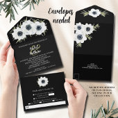 Wasserfarben-Anemone-Hochzeit All In One Einladung