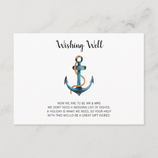 Wasserfarben-Anker für eine Hochzeit Begleitkarte (Vorderseite)