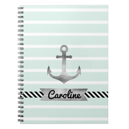 Wasserfarben-Anker für Nautische Pfefferstreifen Notizblock (Vorderseite)