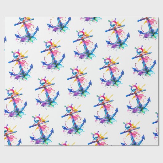 Wasserfarben-Anker Geschenkpapier (Flach)