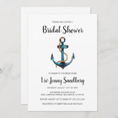 Wasserfarben-Anker Nautisches Brautparty Einladung (Vorne/Hinten)