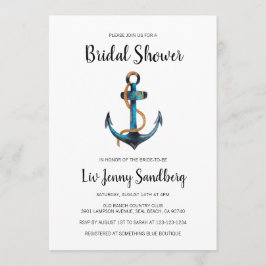 Wasserfarben-Anker Nautisches Brautparty Einladung