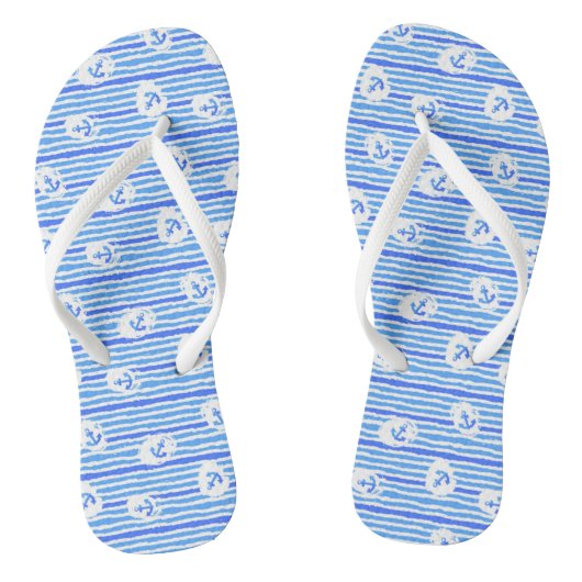Wasserfarben-Ankermuster 1 Badesandalen (Fußbett)