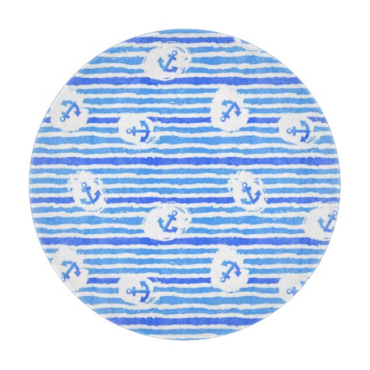 Wasserfarben-Ankermuster 1 Schneidebrett (Vorderseite)