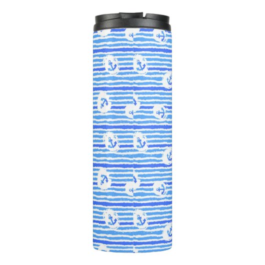 Wasserfarben-Ankermuster 1 Thermosbecher (Rückseite)