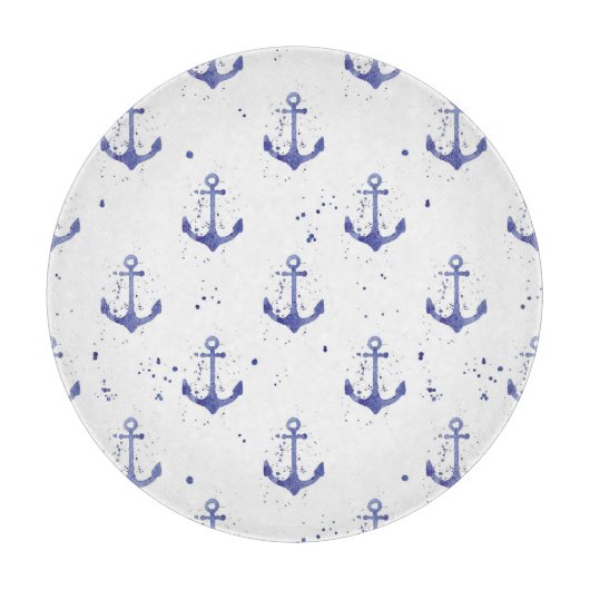 Wasserfarben-Ankermuster 2 Schneidebrett (Vorderseite)