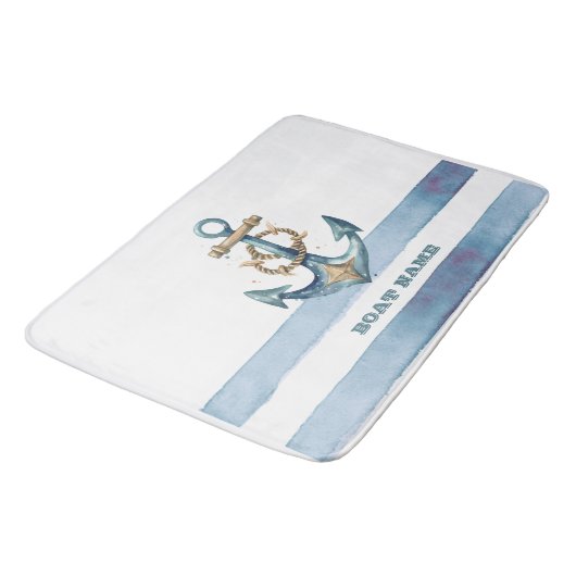 Wasserfarben, Ankerwinkel, heller Blaue Streifen Badematte (Schrägansicht)