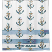 Wasserfarben, Ankerwinkel, heller Blaue Streifen Duschvorhang (Vorderseite)