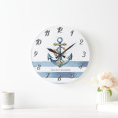 Wasserfarben, Ankerwinkel, heller Blaue Streifen Große Wanduhr (Zuhause)