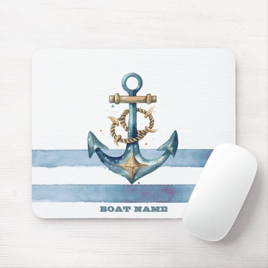 Wasserfarben, Ankerwinkel, heller Blaue Streifen Mousepad (Mit Mouse)