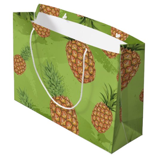 Wasserfarben-Apfelmuster 4 Große Geschenktüte (Rückseite Schrägansicht)