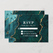 Wasserfarben Aquamarin Goldmarmorne Agate Geode We RSVP Karte (Vorne/Hinten)