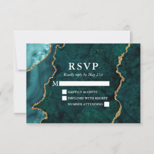 Wasserfarben Aquamarin Goldmarmorne Agate Geode We RSVP Karte