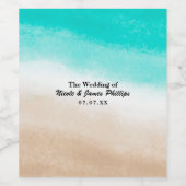 Wasserfarben Aquamarin & Tan Beach Custom Weinetik Weinetikett (Einzelnes Label)