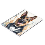Wasserfarben Art German Shepherd Tuxedo Black Kraw Notizblock (Linke Seite)