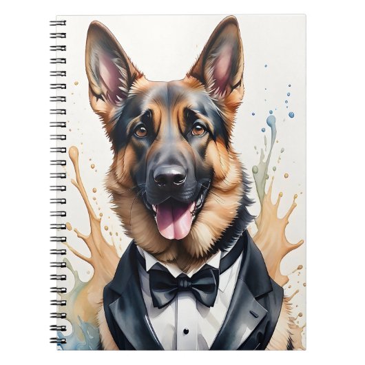 Wasserfarben Art German Shepherd Tuxedo Black Kraw Notizblock (Vorderseite)