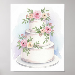 Wasserfarben Art Hochzeitskunst drucken Poster