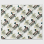 Wasserfarben Art Mallard Duck Bird Bird Swimming S Geschenkpapier (Flach)