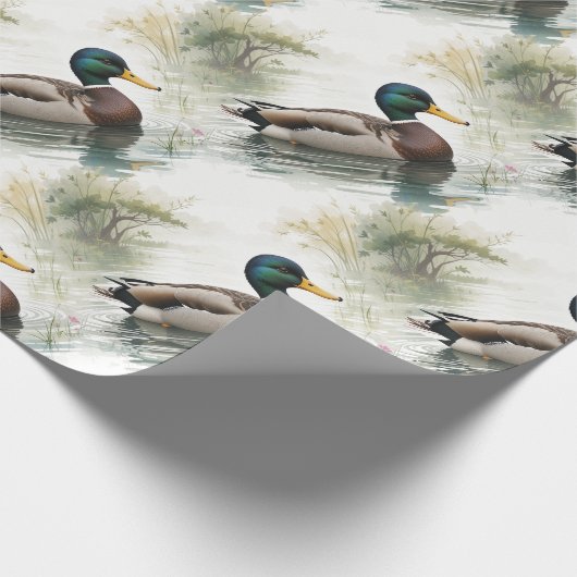 Wasserfarben Art Mallard Duck Bird Bird Swimming S Geschenkpapier (Ecke)