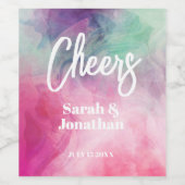 Wasserfarben Ästhetisch Abstrakt Rosa Lila Hochzei Weinetikett (Einzelnes Label)