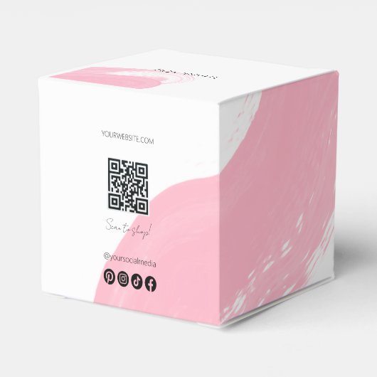 Wasserfarben Auge Pinselstrich Rosa Danke QR Geschenkschachtel (Rückseite)