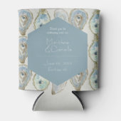 Wasserfarben-Austern Hochzeit- Dusty Blue Dosenkühler (Vorderseite)