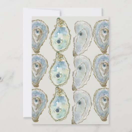 Wasserfarben-Austern Hochzeit- Dusty Blue Einladung (Rückseite)