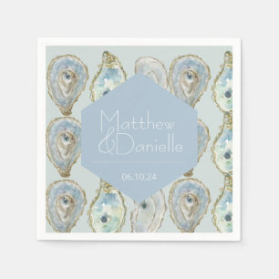 Wasserfarben-Austern Hochzeit - Hellblau Serviette