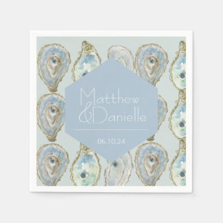 Wasserfarben-Austern Hochzeit - Hellblau Serviette