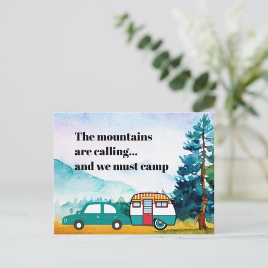 Wasserfarben - Auto und Camper - Neue Adresse Postkarte (Stehend Vorderseite)