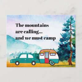 Wasserfarben - Auto und Camper - Neue Adresse Postkarte