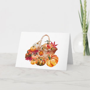 Wasserfarben Autumn Pumpkin Harvest Basket Karte