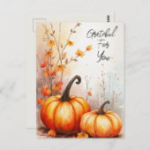 Wasserfarben Autumn Pumpkins Dankbarkeit Postkarte (Vorne/Hinten)