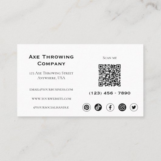 Wasserfarben-Ax-Wurf- oder Holzunternehmen Visitenkarte (Rückseite)