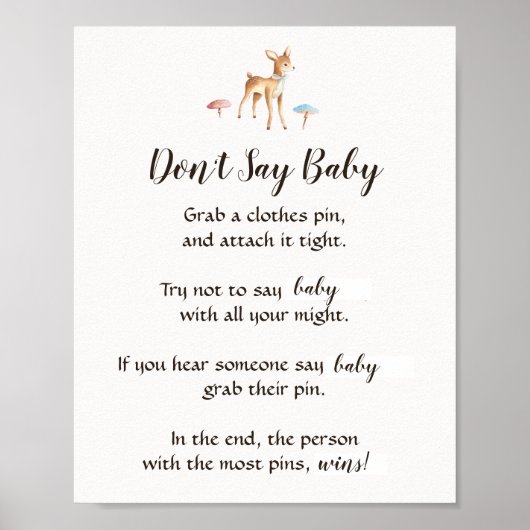 Wasserfarben Baby Deer "Don't Say Baby" Duschspiel Poster (Vorne)